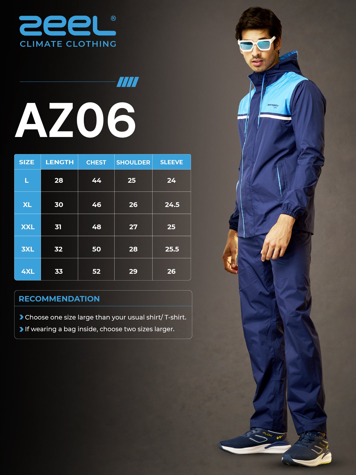 Zeel Trek Gear Blue Hues Rainwear - AZ06