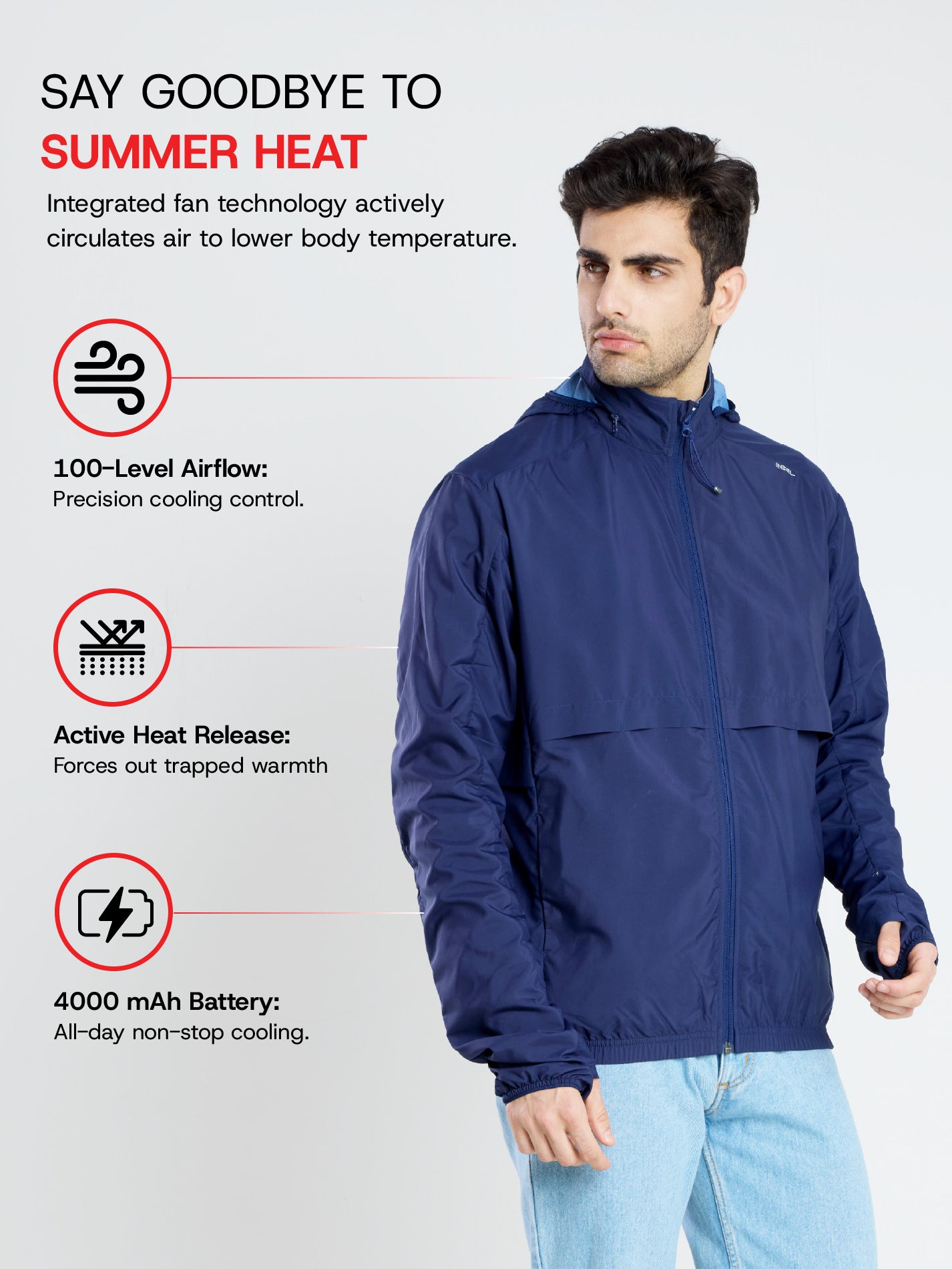 Sun Jacket AirDrive™ M  WITH FAN - DARK BLUE