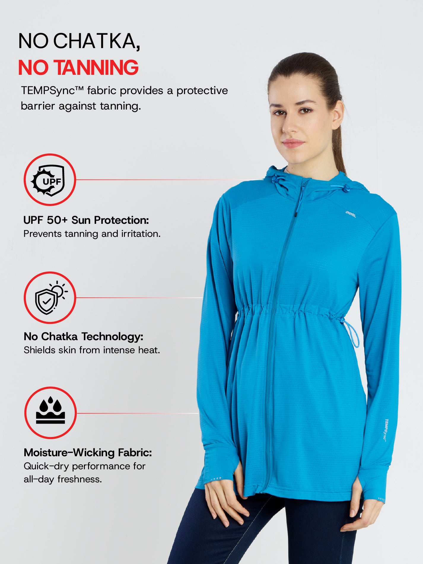 Women's Peacock Blue Full Length Sun Jacket | AirWeave™