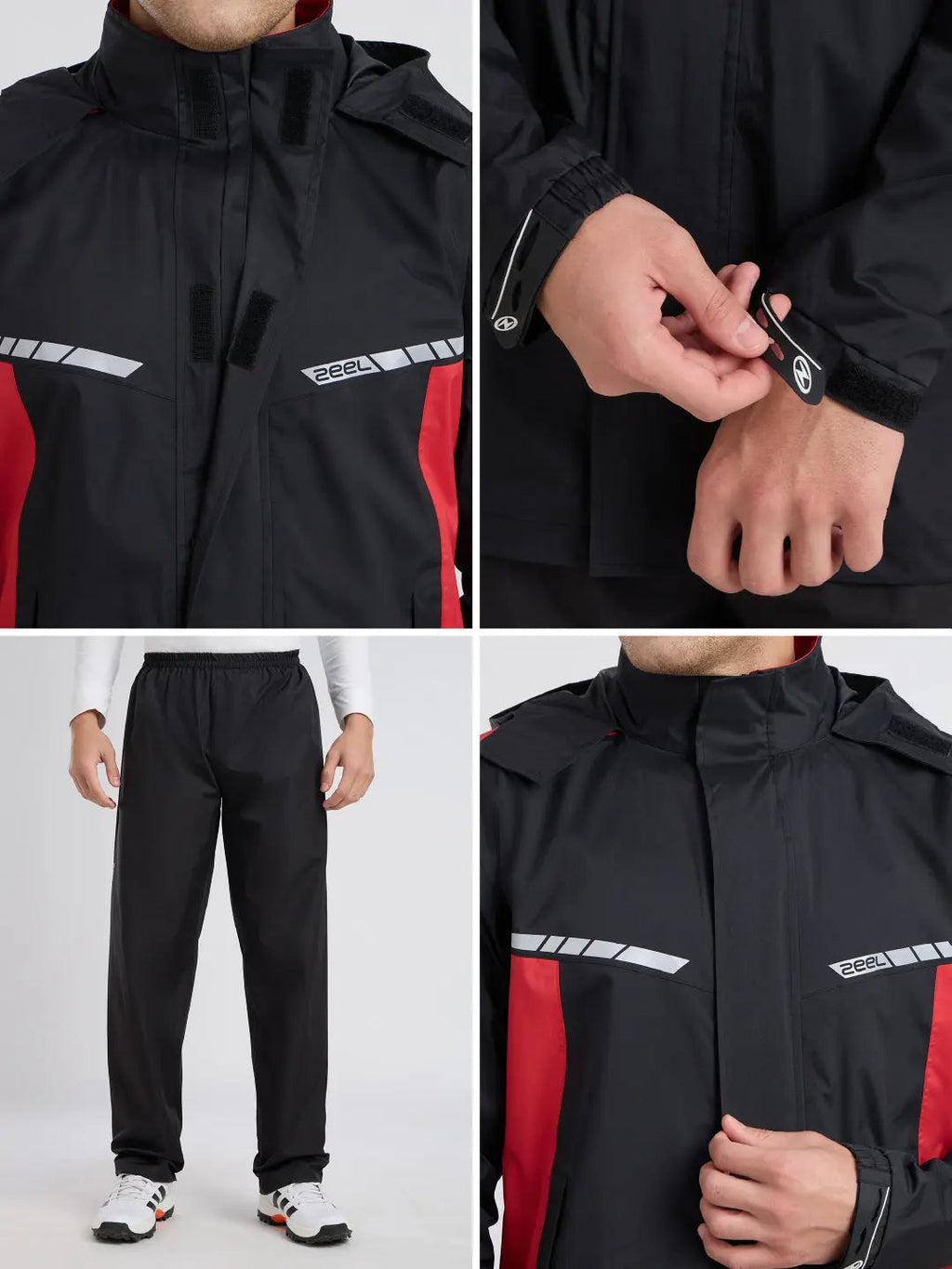 EJS502- ZEEL Premium Black - Red Men Rainsuit - Zeelretail