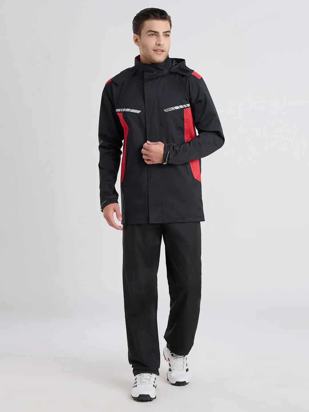 EJS502- ZEEL Premium Black - Red Men Rainsuit - Zeelretail