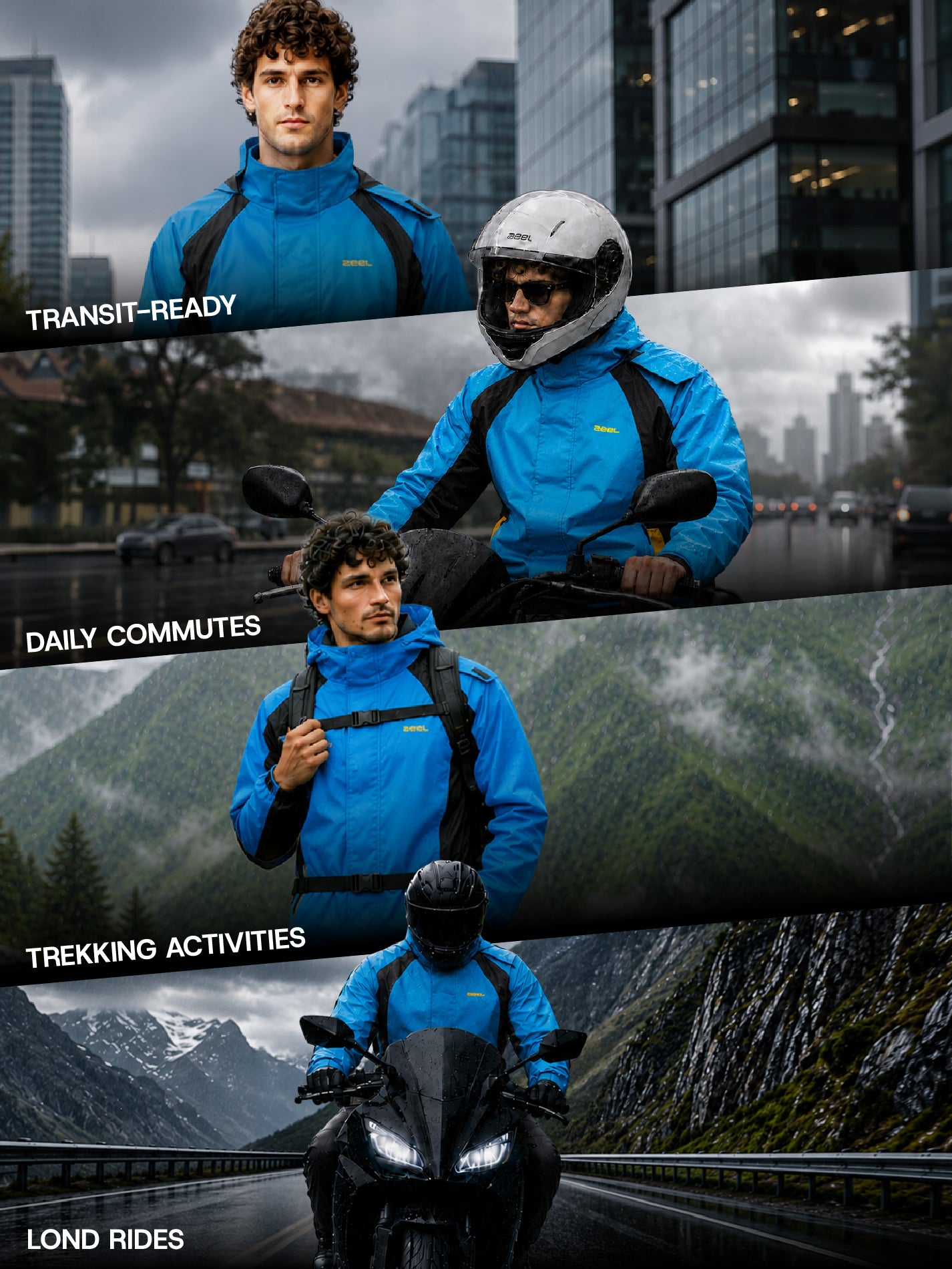 Zeel Blue Thunder waterproof Rainsuit