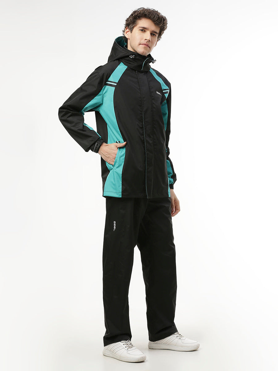 Zeel Go Hike Black & Green Rainsuit - JS508