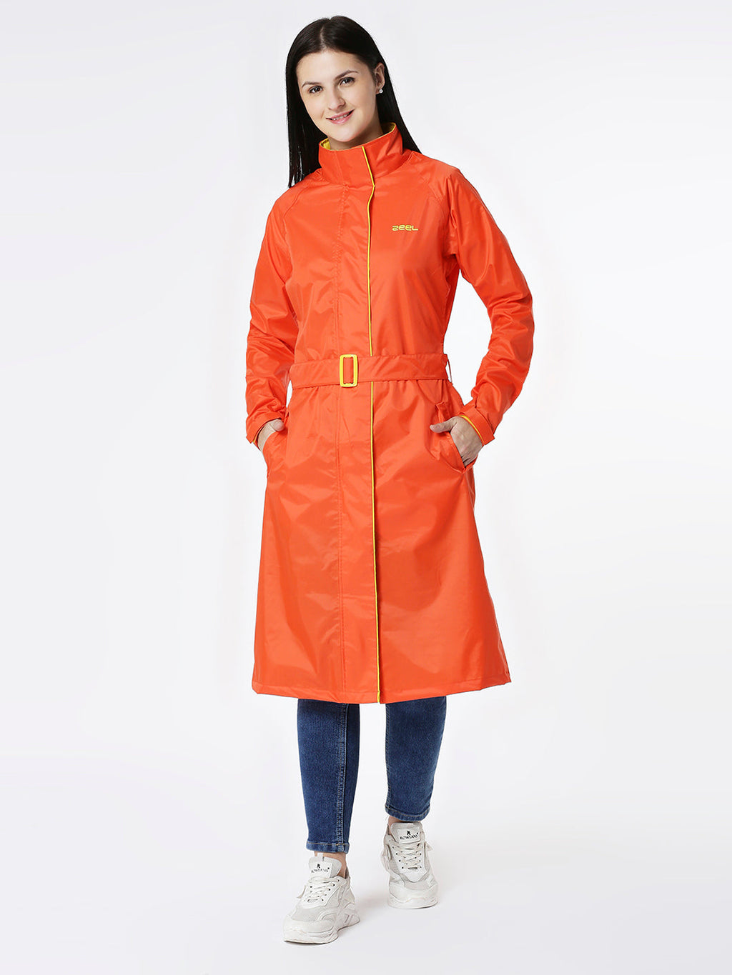 Zeel Diva Orange Trench Coat - Zeelretail