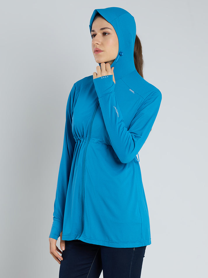 Women's Peacock Blue Full Length Sun Jacket | AirWeave™