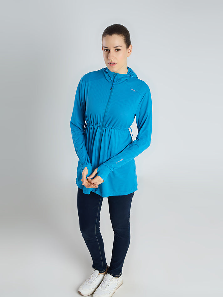 Women's Peacock Blue Full Length Sun Jacket | AirWeave™