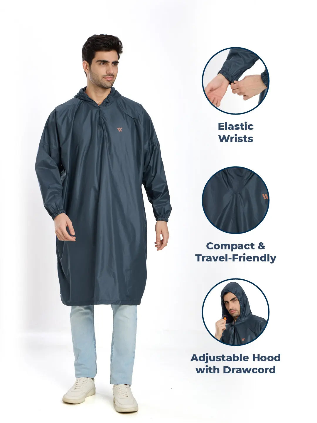 Self Packable Waterproof AIRFORCE Rain Poncho - AZ33 - Zeelretail