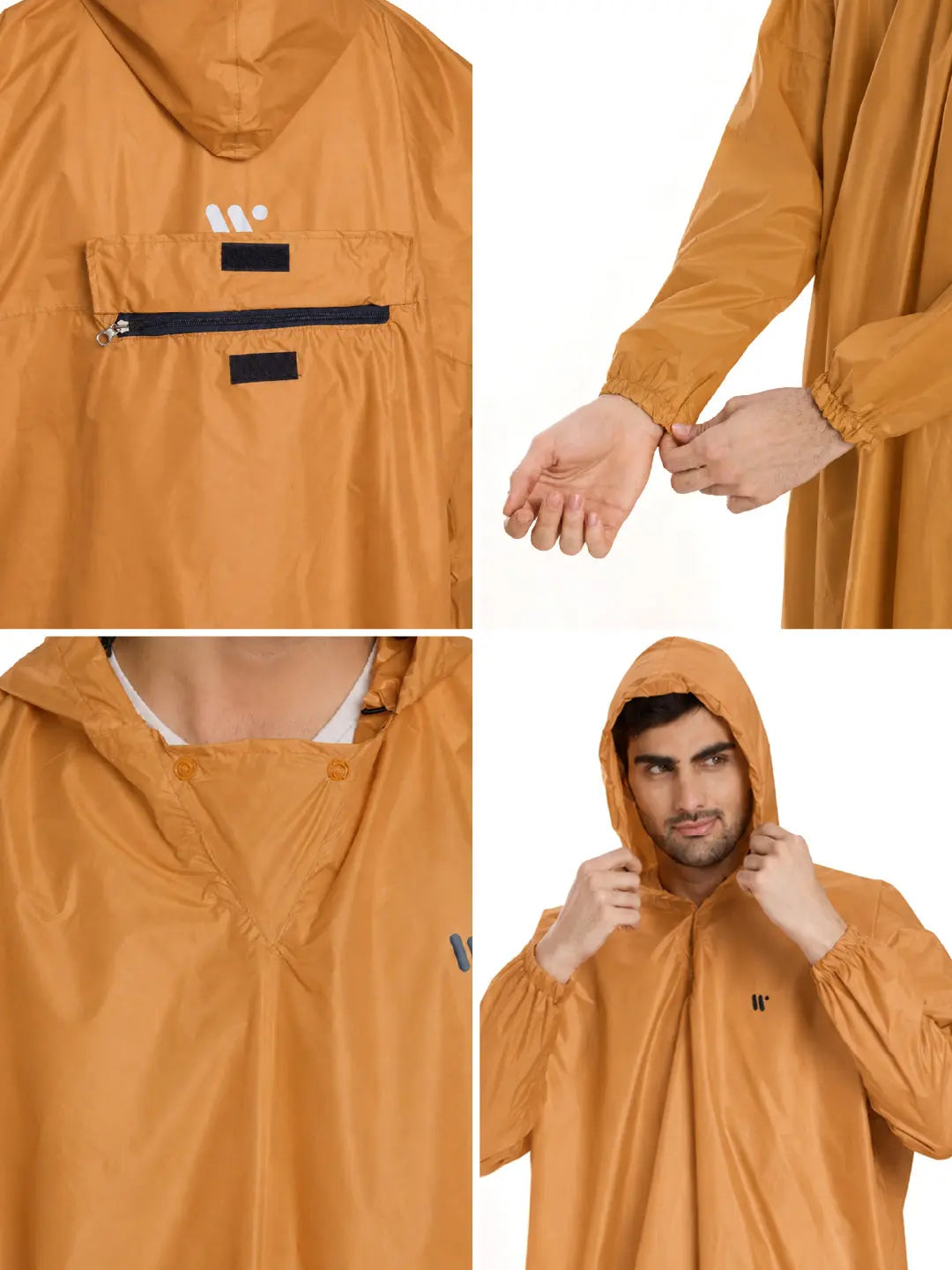 Self Packable Waterproof ORANGE Rain Poncho - AZ33 - Zeelretail