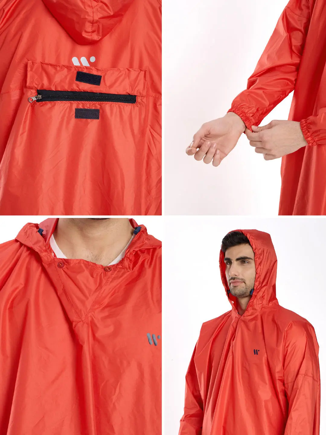 Self Packable Waterproof RED Rain Poncho - AZ33 - Zeelretail