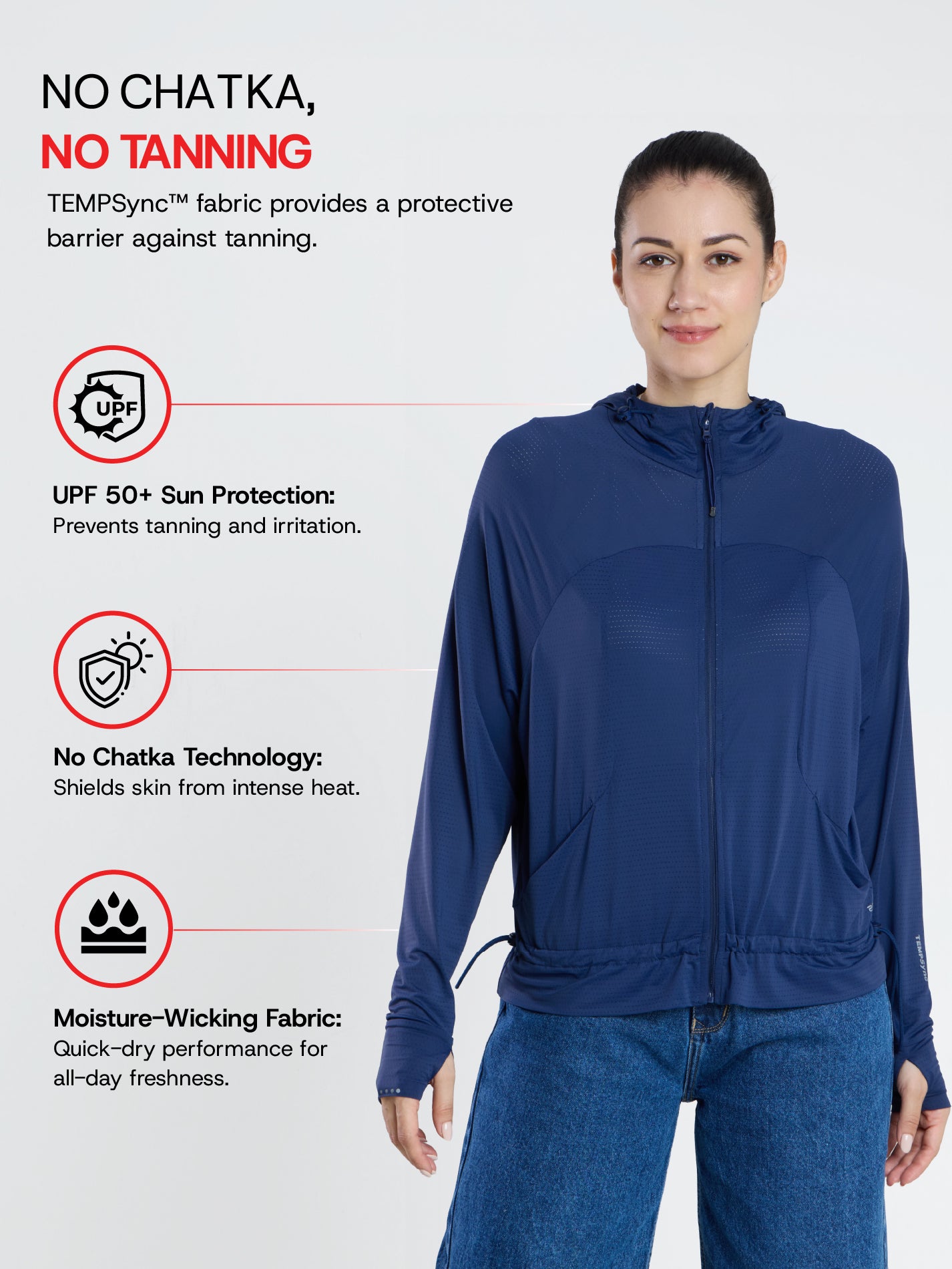 Women's Dark Blue Crop Top Sun Jacket | AirWeave™