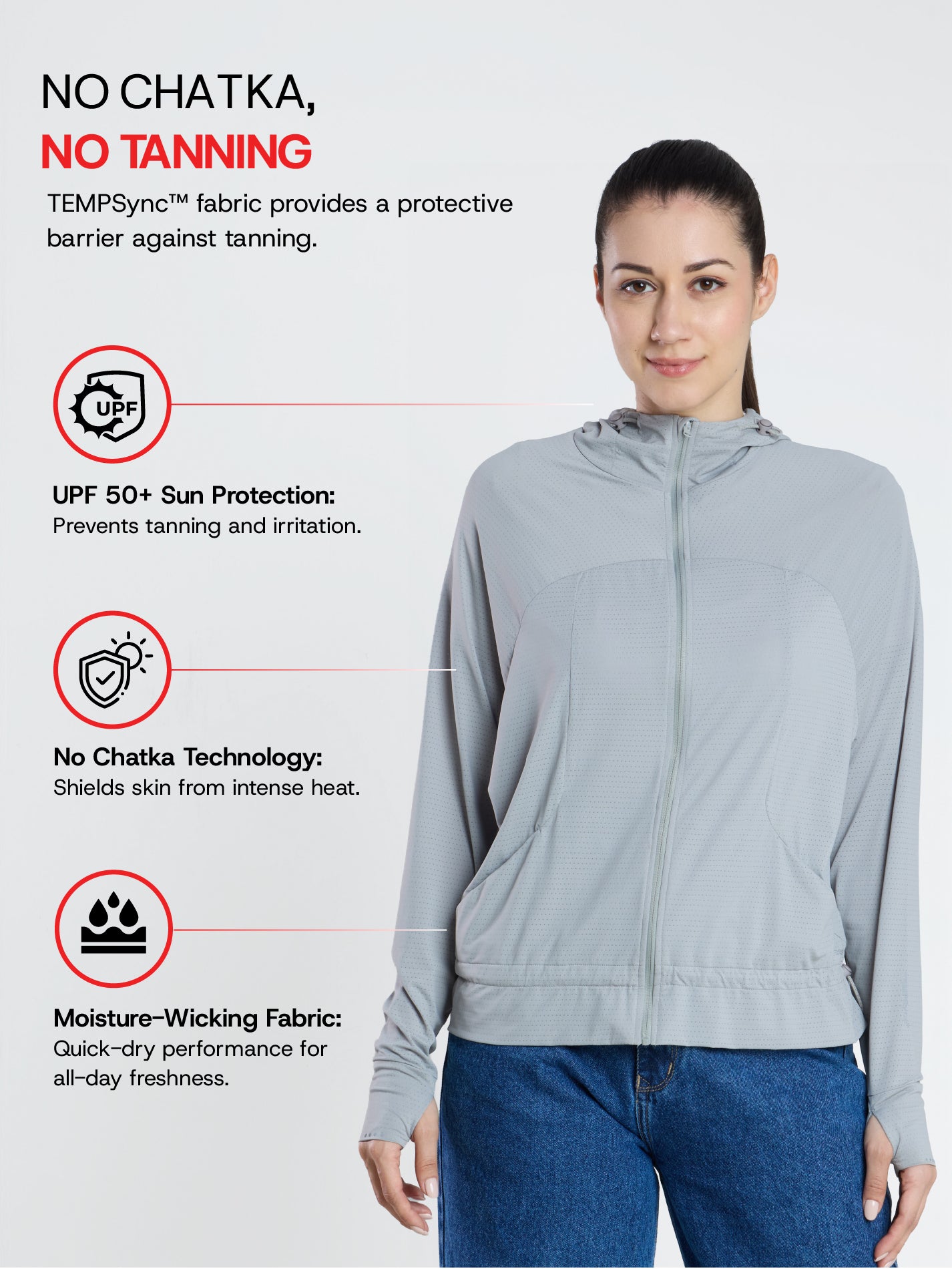 Women's Light Grey Crop Top Sun Jacket | AirWeave™