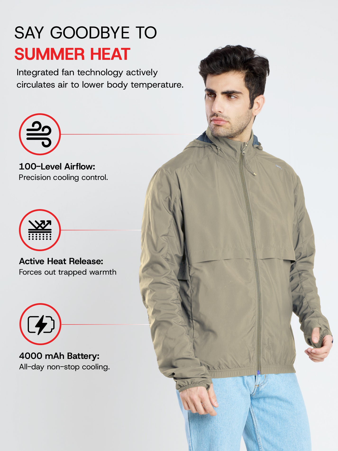 Sun Jacket AirDrive™ M  WITH FAN - KHAKI