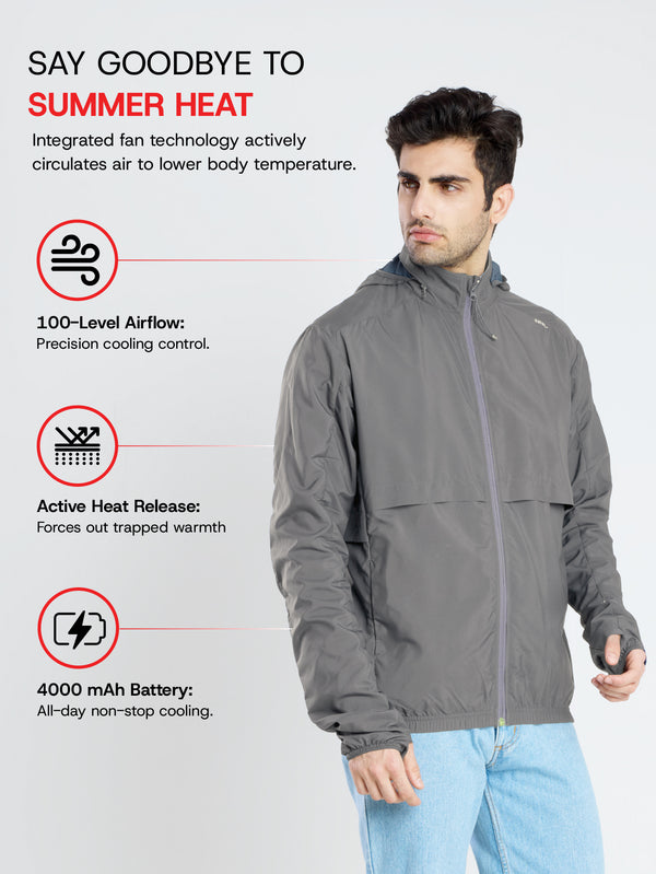 Sun Jacket AirDrive™ M  WITH FAN - SILVER GREY
