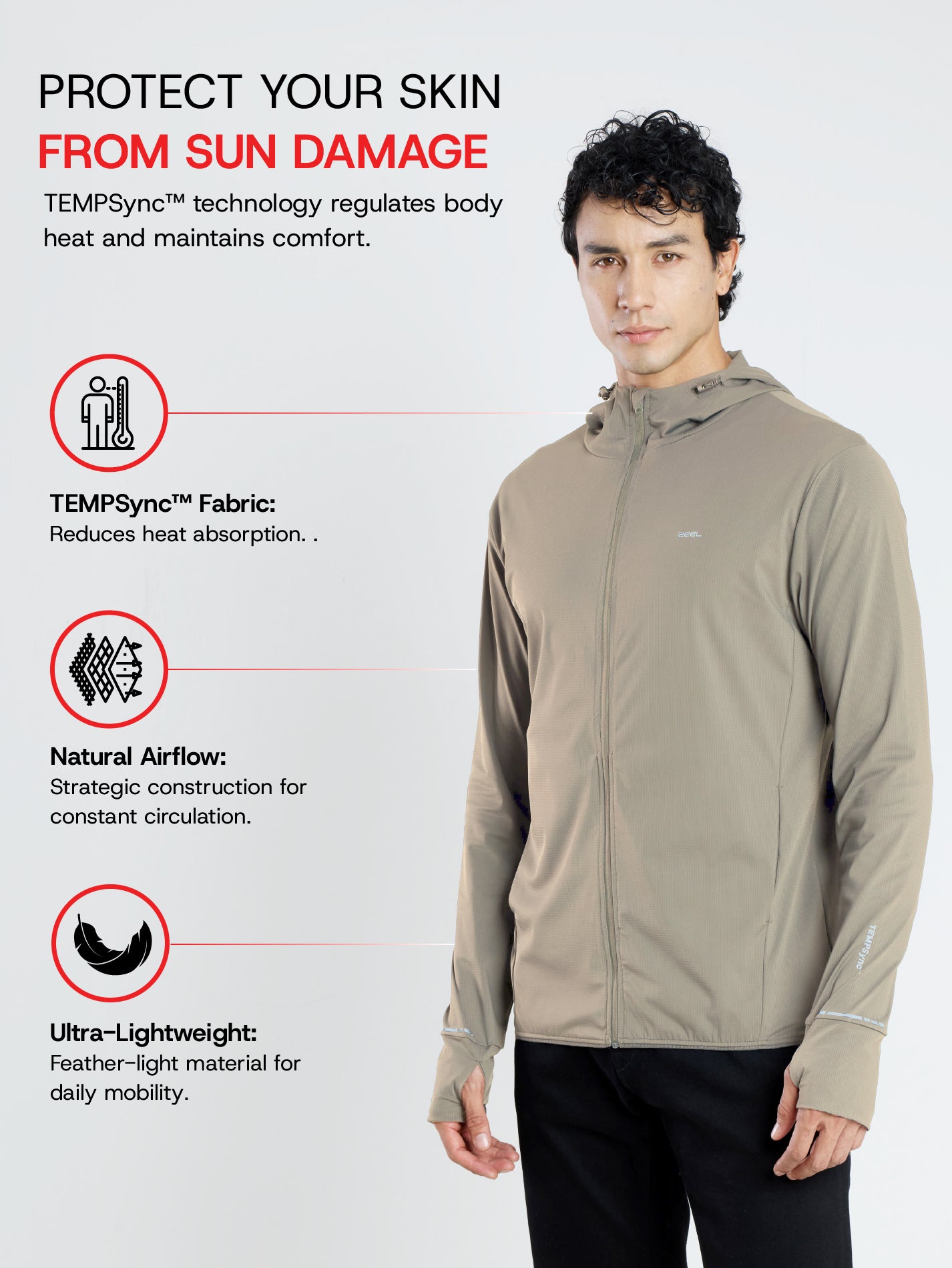 Men's Khaki Sun Jacket | AirWeave™