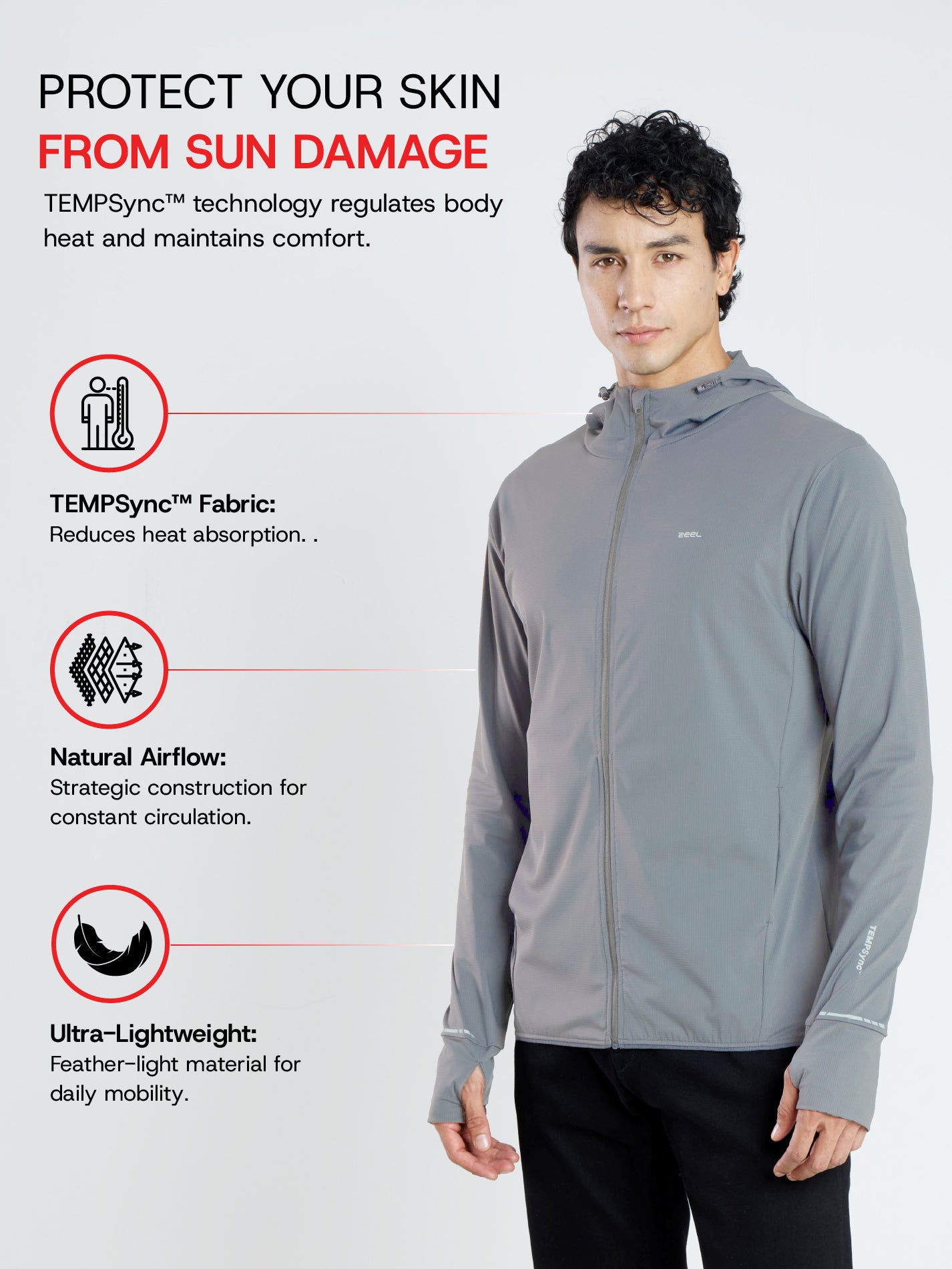 Men's Silver Grey Sun Jacket | AirWeave™