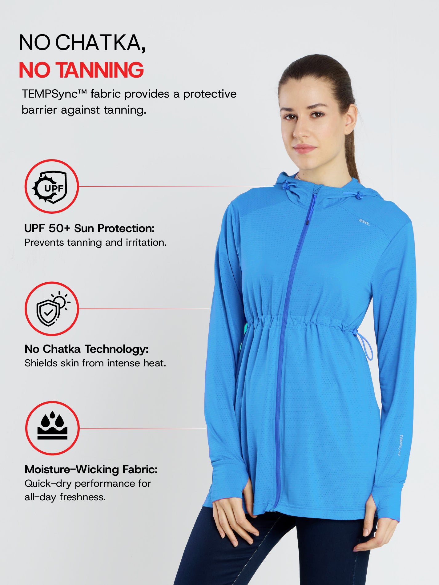 Women's Blue Full Length Sun Jacket | AirWeave™