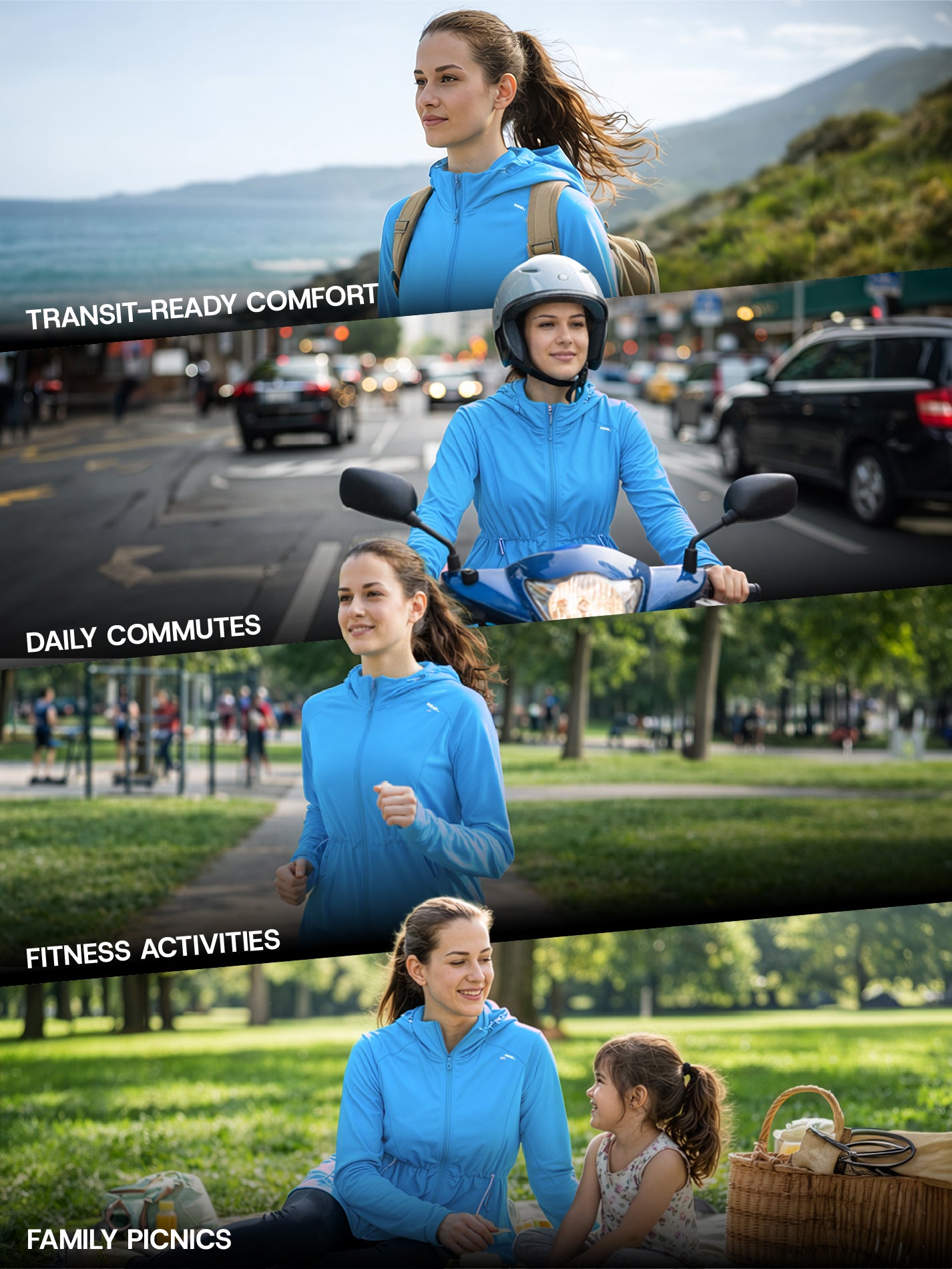 Women's Blue Full Length Sun Jacket | AirWeave™