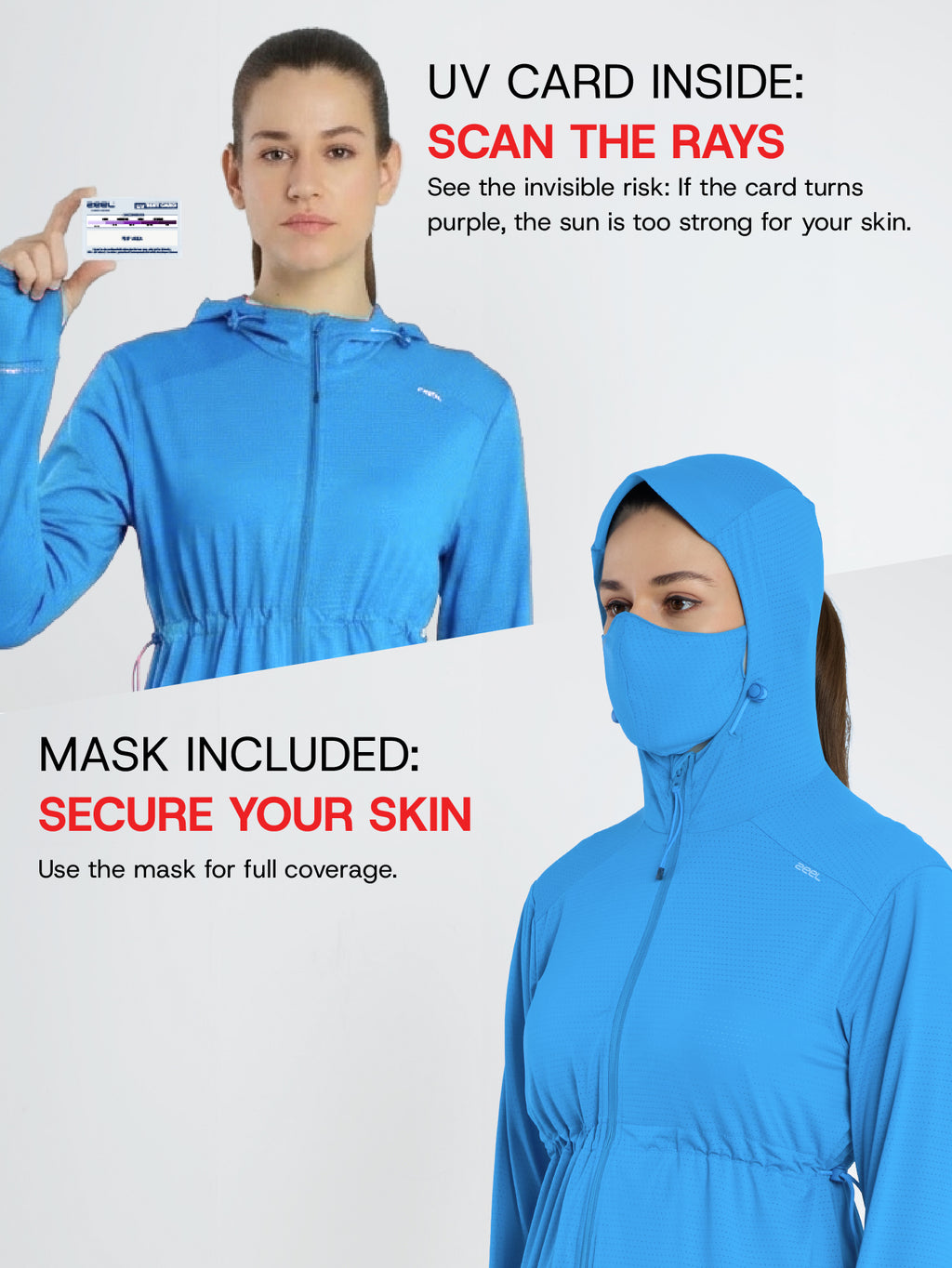 Women's Light Blue Full Length Sun Jacket | AirWeave™