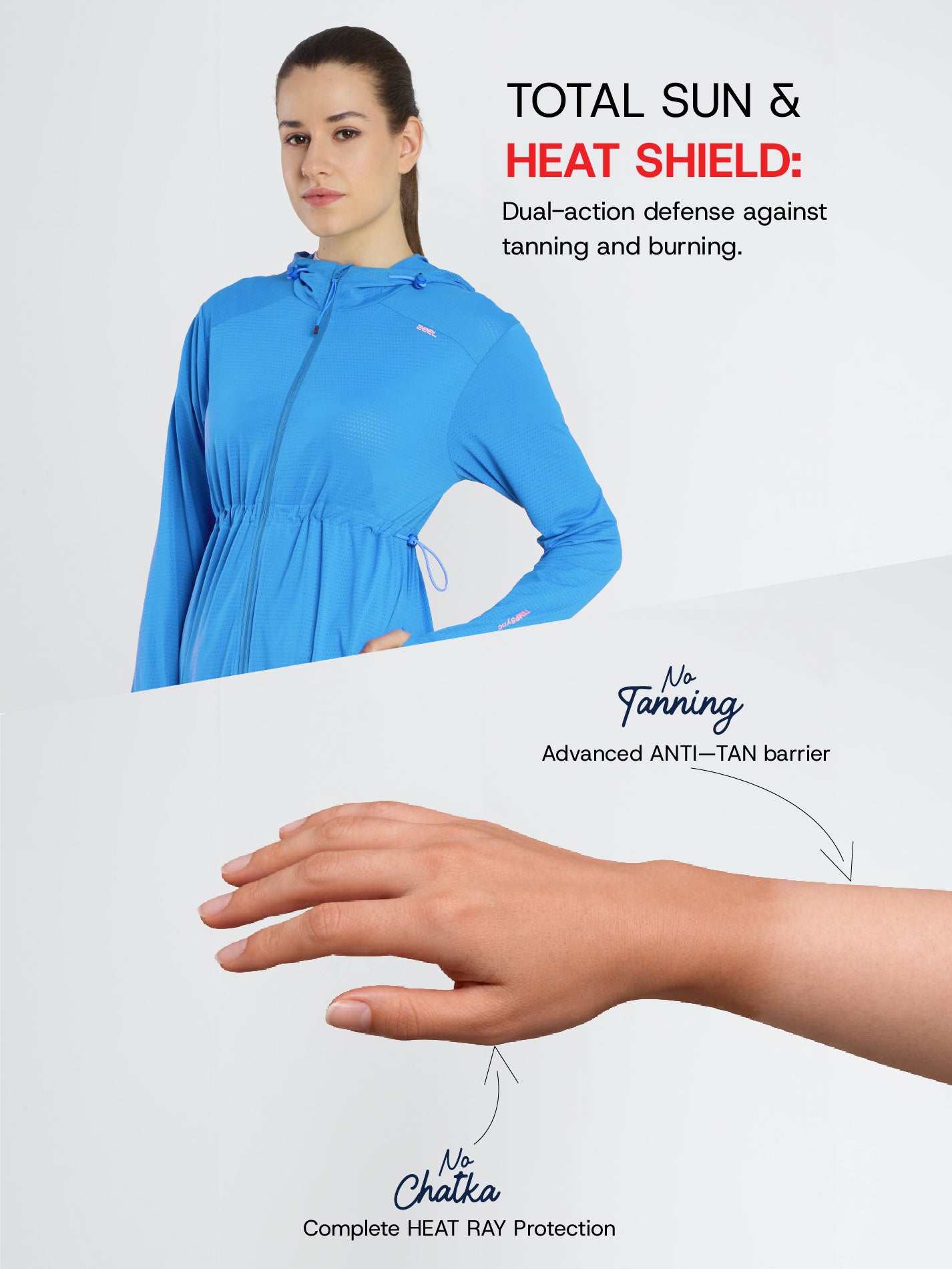 Women's Light Blue Full Length Sun Jacket | AirWeave™