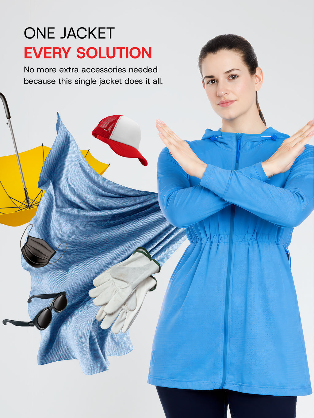Women's Light Blue Full Length Sun Jacket | AirWeave™