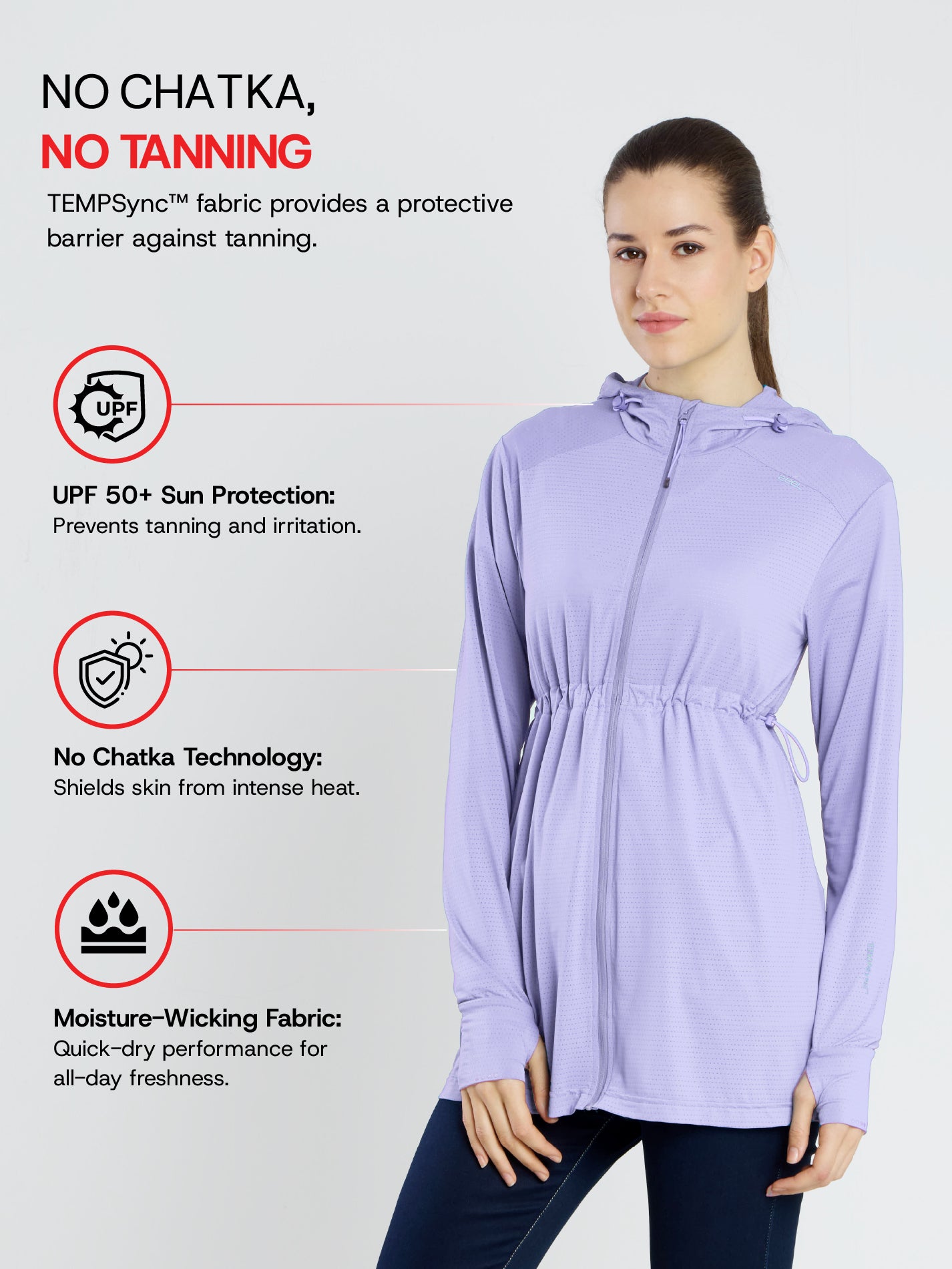 Women's Light Purple Full Length Sun Jacket | AirWeave™