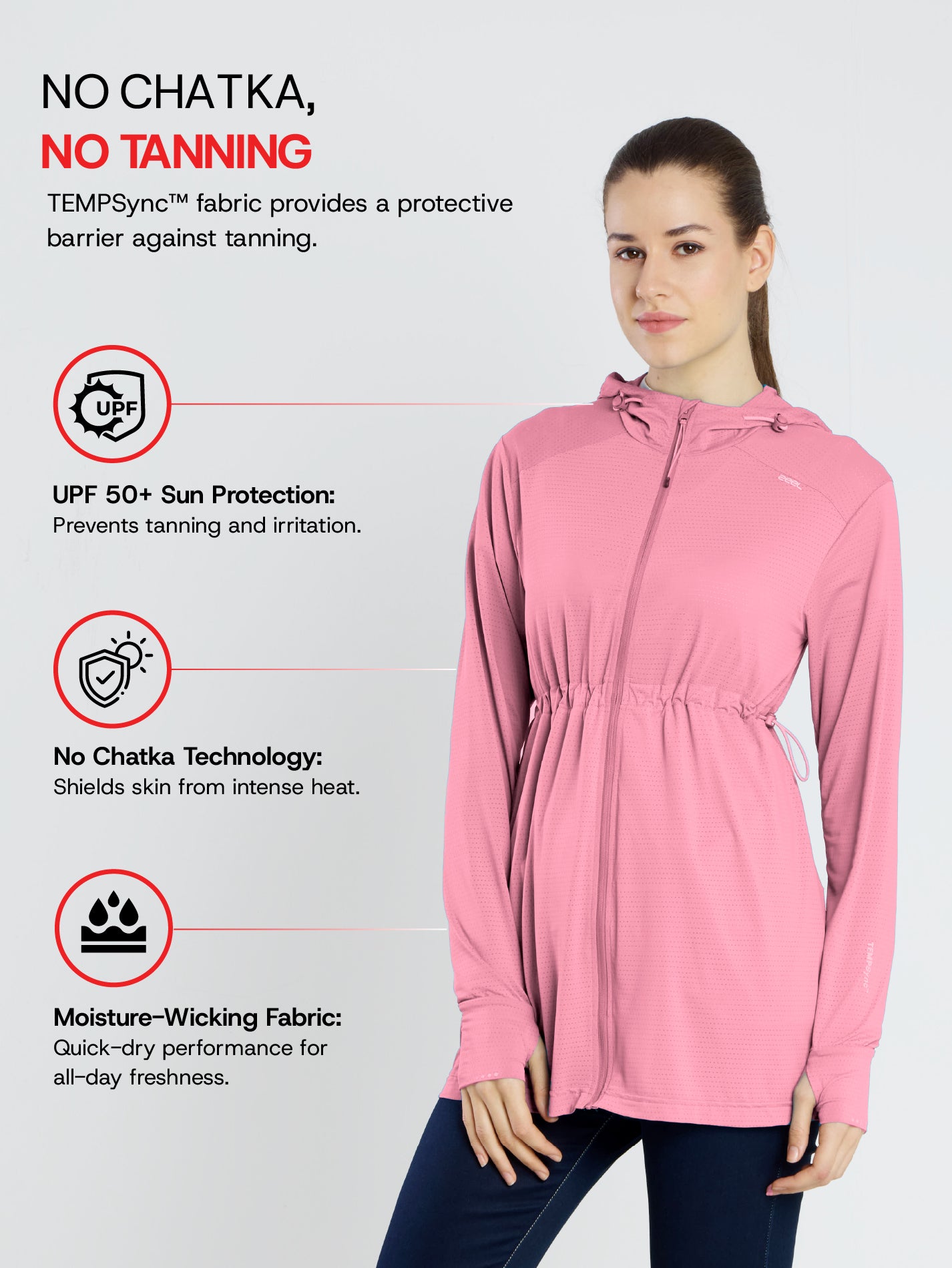 Women's Pink Full Length Sun Jacket | AirWeave™