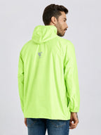 Zeel Men’s Neon Green Lightweight Rain Jacket – Water Resistant, Travel Friendly