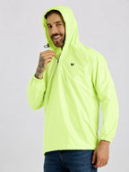 Zeel Men’s Neon Green Lightweight Rain Jacket – Water Resistant, Travel Friendly