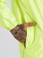 Zeel Men’s Neon Green Lightweight Rain Jacket – Water Resistant, Travel Friendly