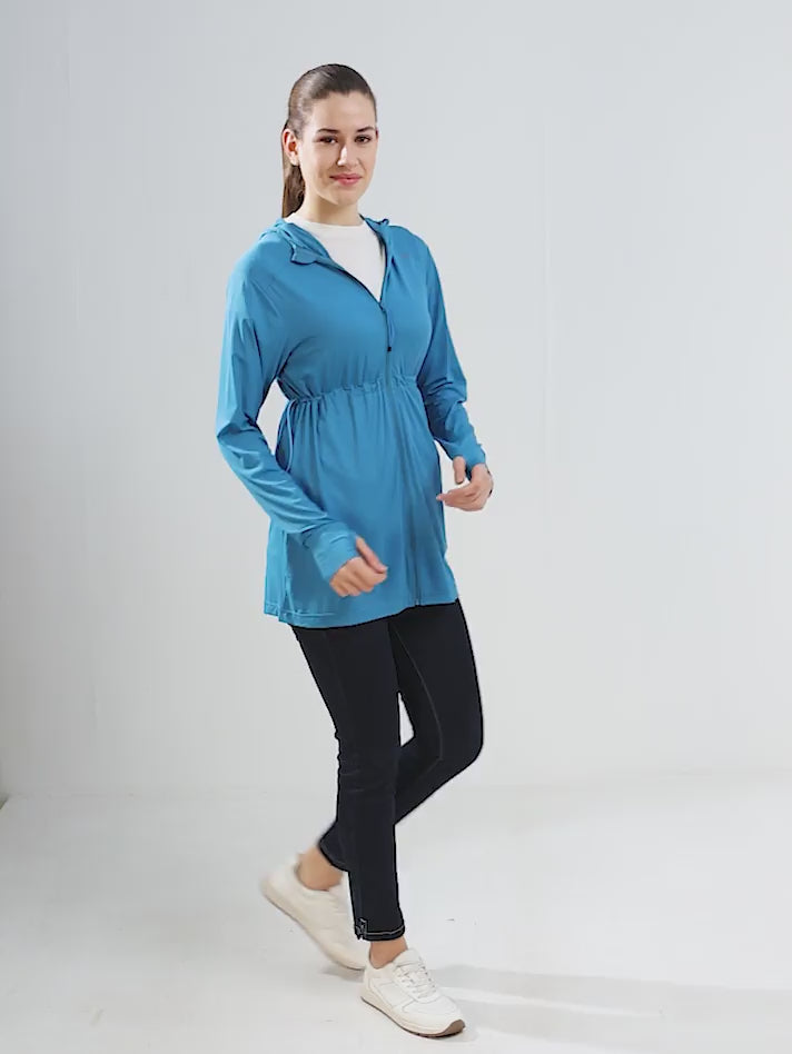Women's Peacock Blue Full Length Sun Jacket | AirWeave™