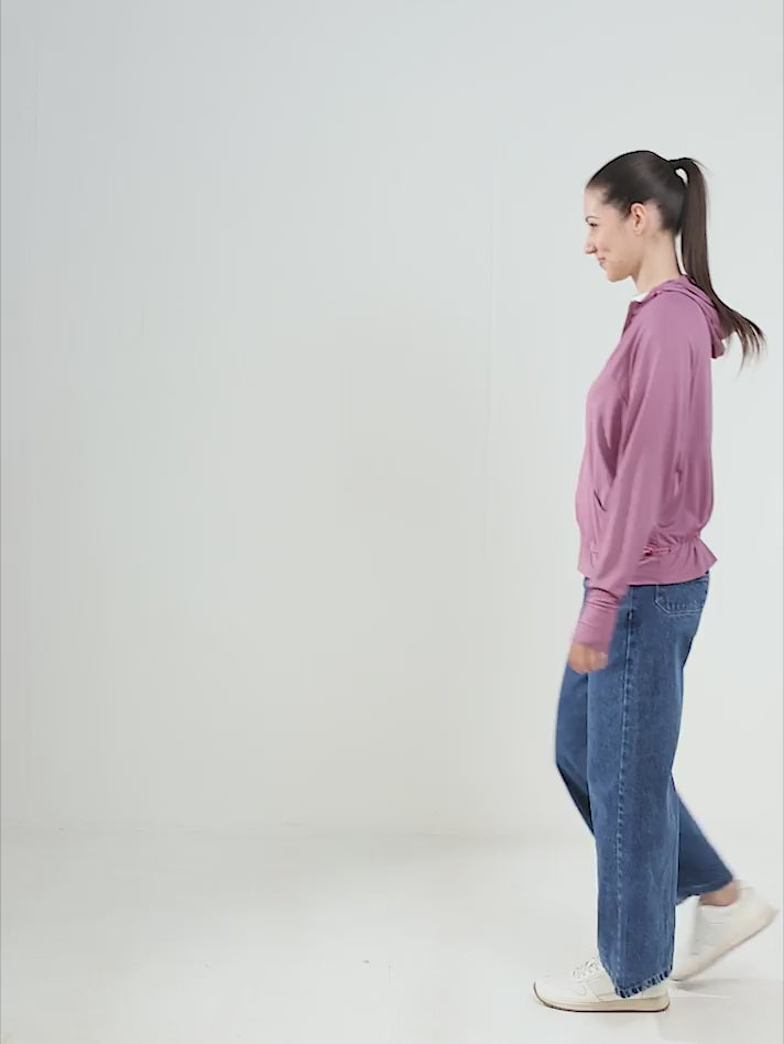 Women's Deep Purple Crop Top Sun Jacket | AirWeave™