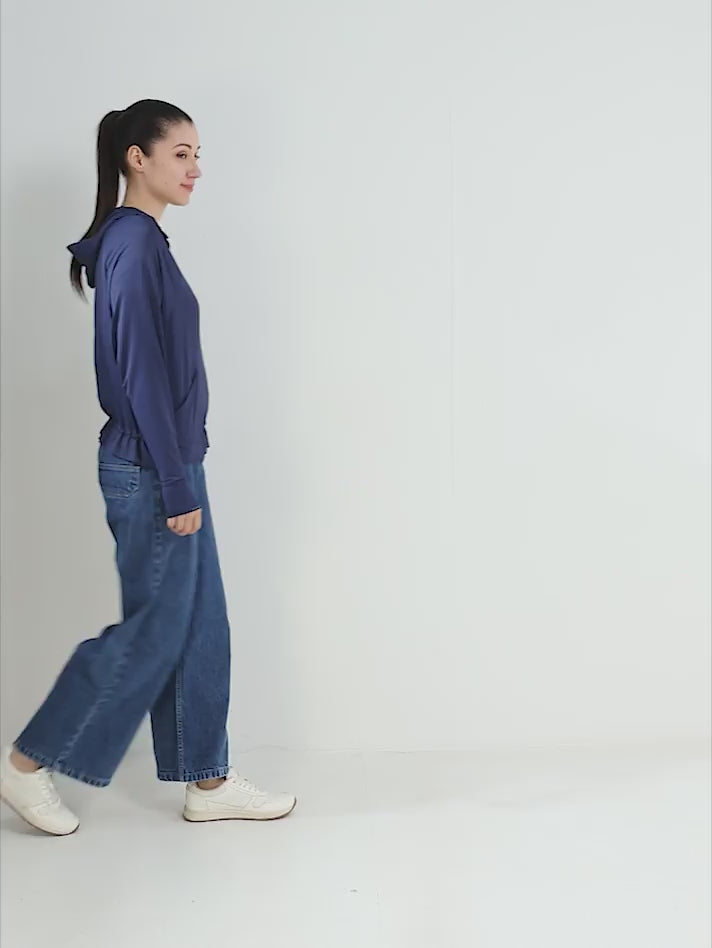 Women's Dark Blue Crop Top Sun Jacket | AirWeave™