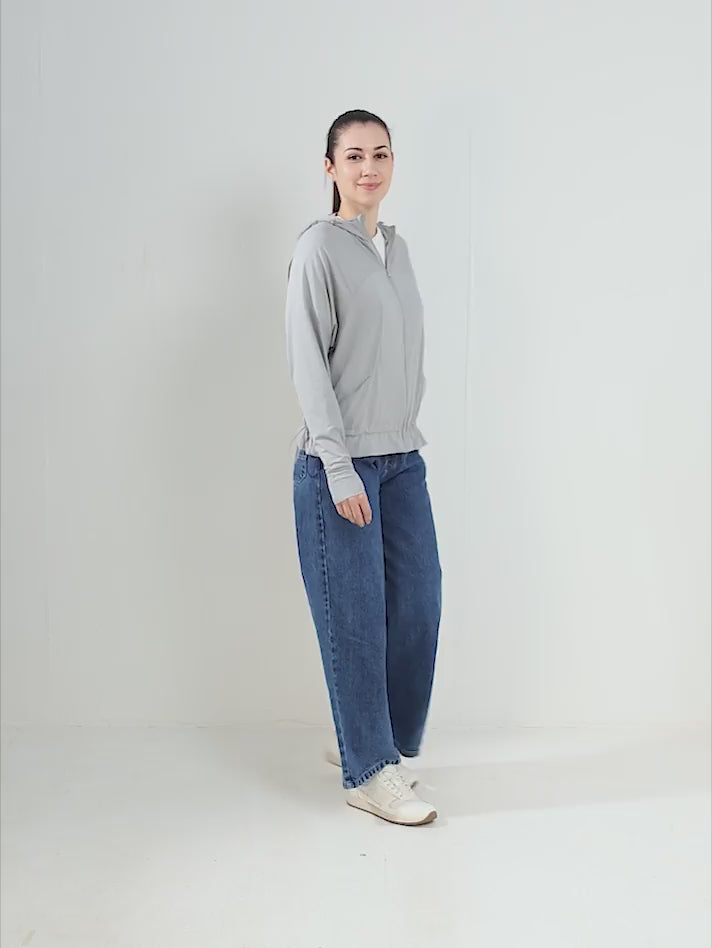 Women's Light Grey Crop Top Sun Jacket | AirWeave™